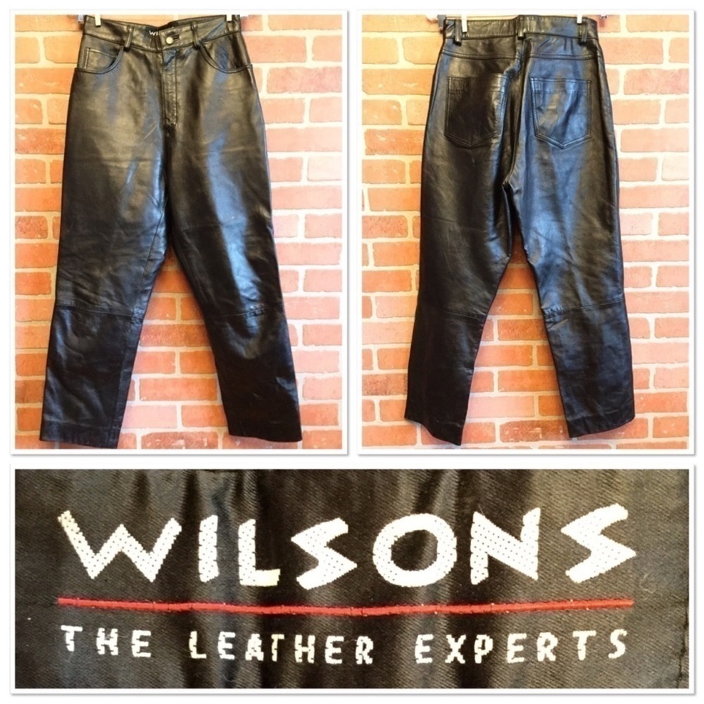 Vintage WILSONS 1990s High waisted genuine black Leather Pants women’s size 6